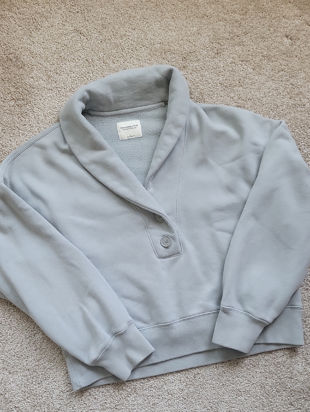 Abercrombie & Fitch Light Gray Shawl Collar Pullover